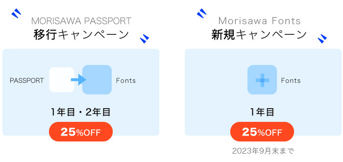 移行キャンペーン(1年目・2年目が25%OFF)/新規キャンペーン(1年目が25%OFF)