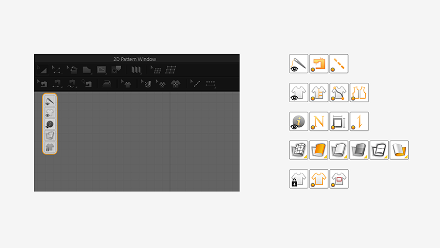 2D Pattern Window のディスプレイアイコン