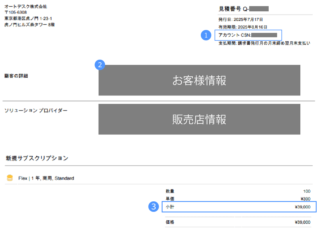 見積依頼者以外が購入する場合