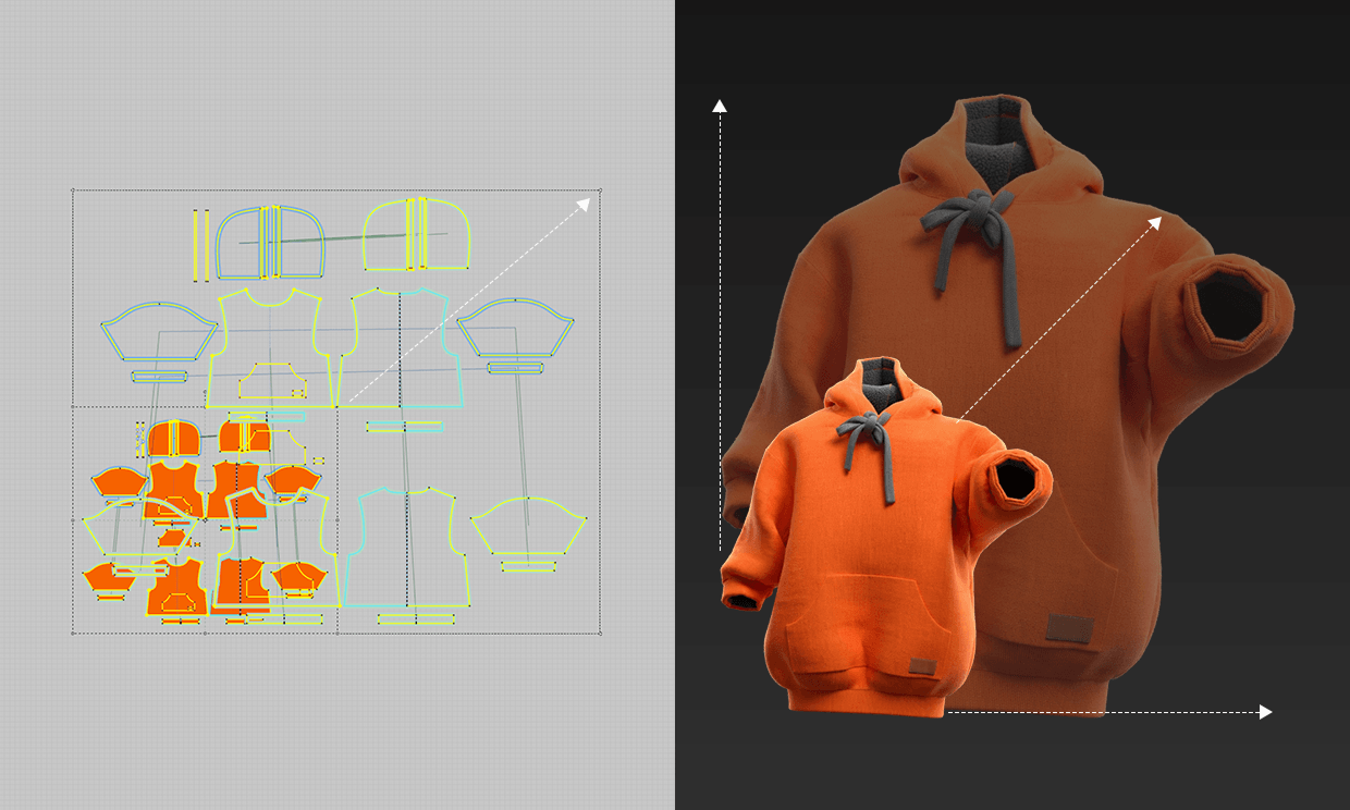 2Dパターン変形時の3D形状保持