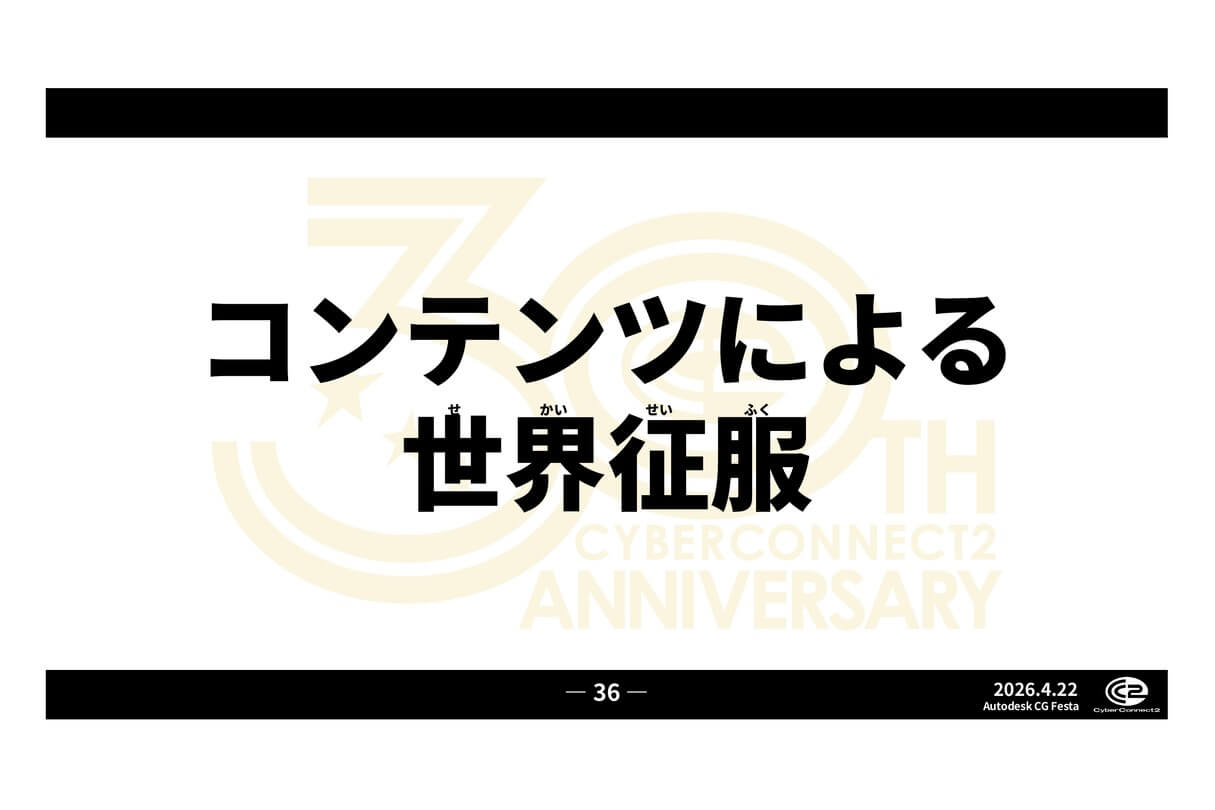 Autodesk CG Festa 2026 サイバーコネクトツー30年の歩みと新たな挑戦について 25