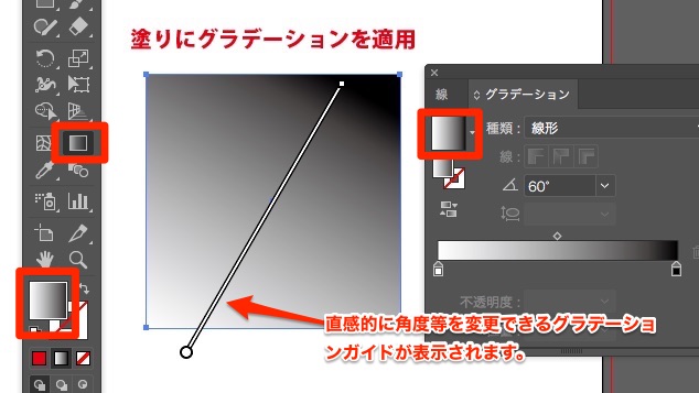 Illustratorで線に適用したグラデーションの調整変更はグラデーションガイドではできない Too クリエイターズfaq 株式会社too