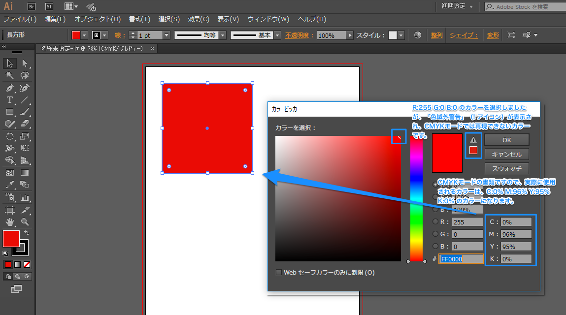 Illustrator でcmykモードの書類を制作しているときに カラーピッカーで選択したカラーが期待通りに再現できません Too クリエイターズfaq 株式会社too